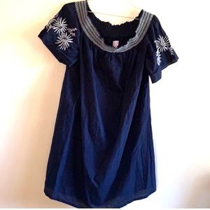 Blue dress with embroidery trim